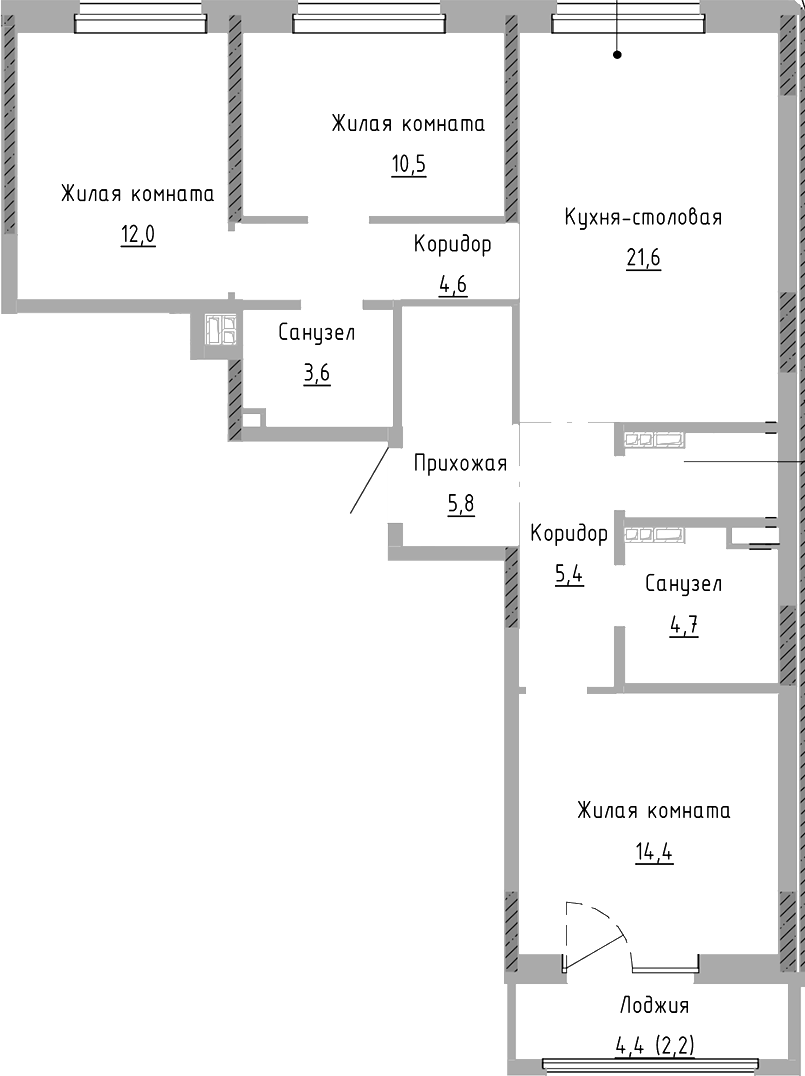 Планировка — Курчатов, 4-комн., 85 м²