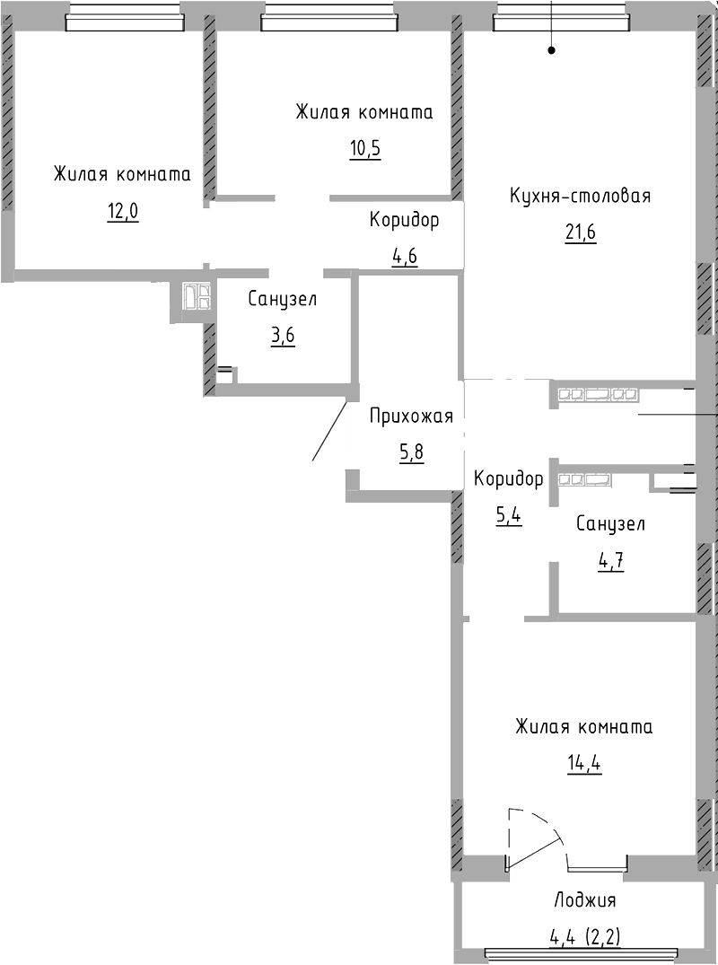 Планировка — Курчатов, 4-комн., 85 м²