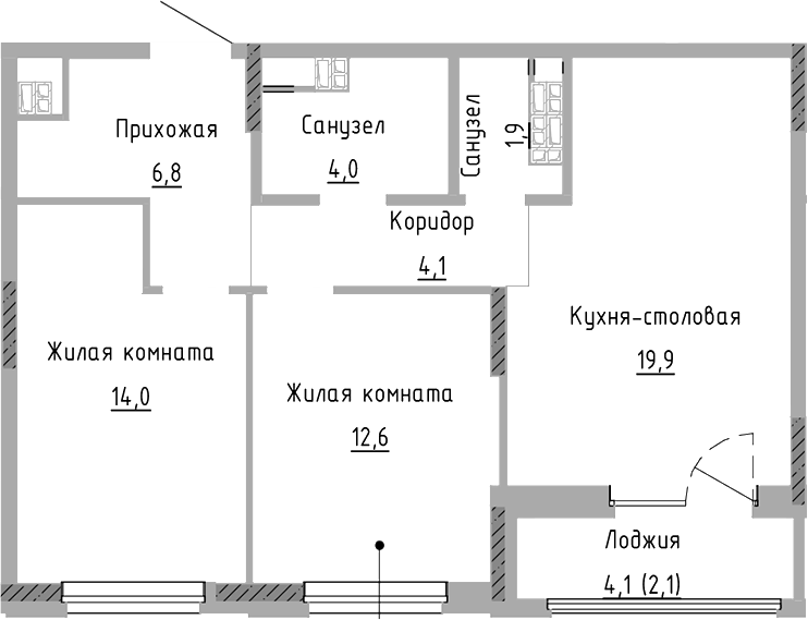 Планировка — Курчатов, 3-комн., 63 м²
