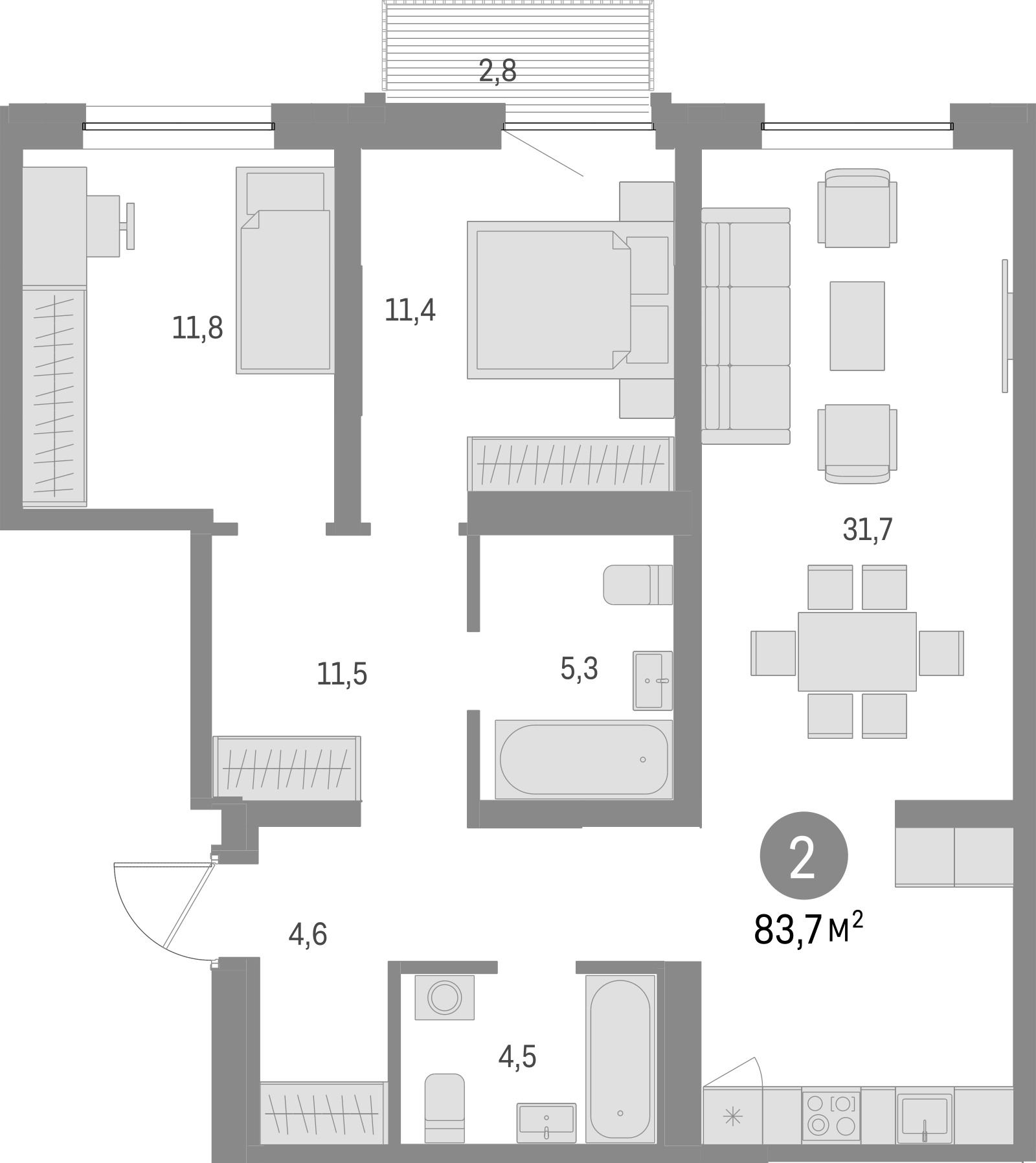 Планировка — Шишимская горка, 3-комн., 81 м²