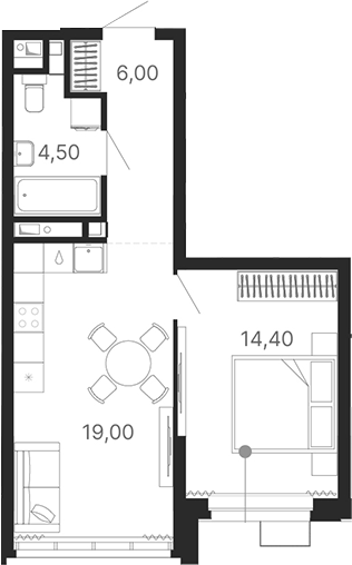 Планировка — Атлас Лайн, 2-комн., 44 м²