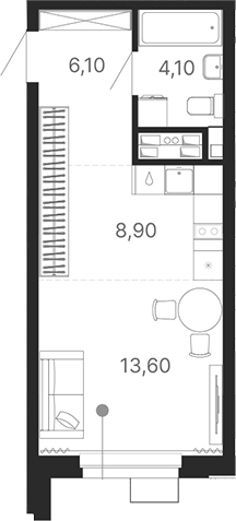 Планировка — Атлас Лайн, Студия, 33 м²