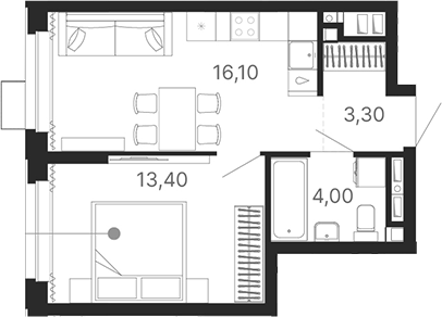 Планировка — Атлас Лайн, 2-комн., 37 м²