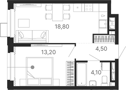 Планировка — Атлас Лайн, 2-комн., 41 м²