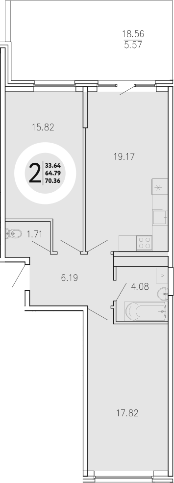 Планировка — Просторы Крыма, 2-комн., 65 м²