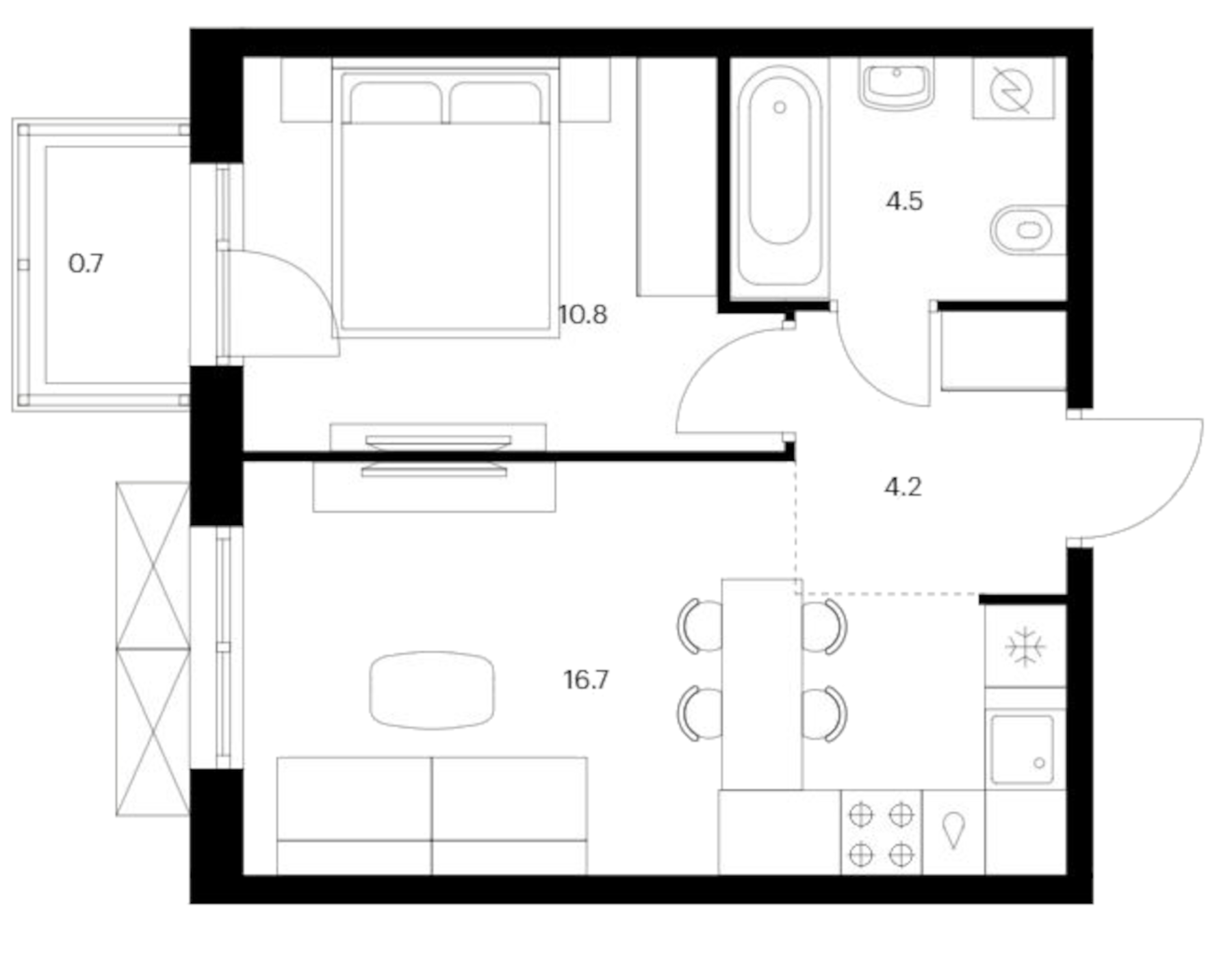 Планировка — Исеть парк, 1-комн., 36 м²