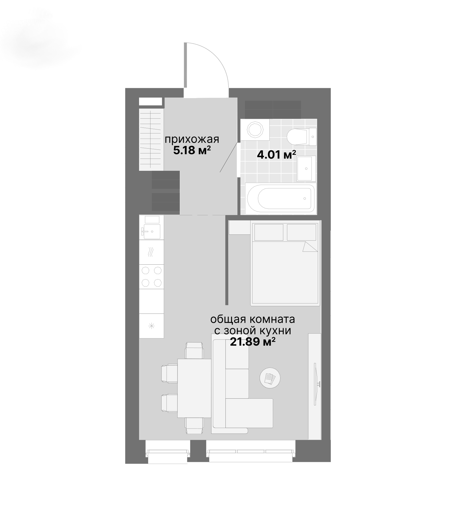 Планировка — Авангард 3.0, Студия, 31 м²