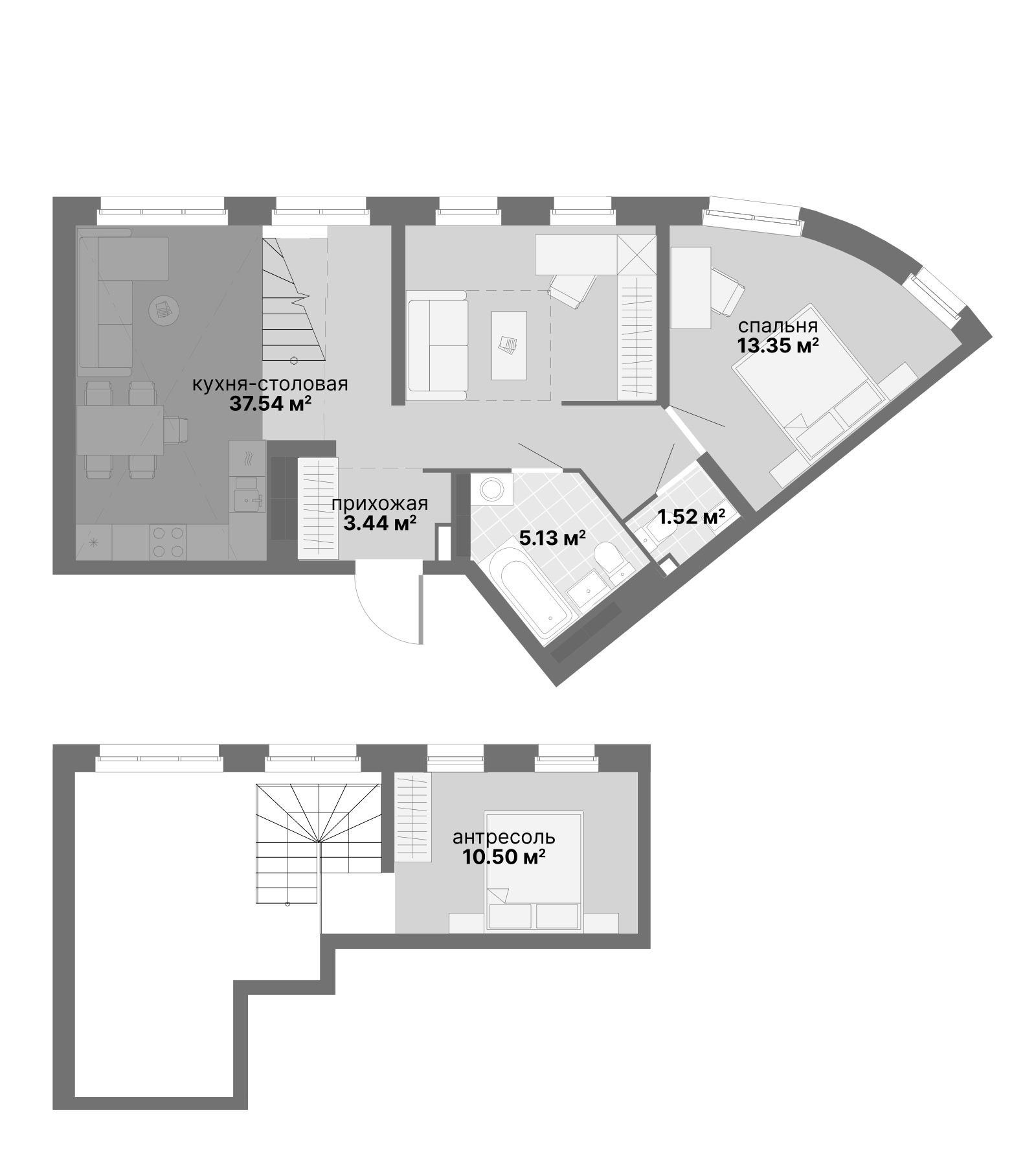 Планировка — Авангард 3.0, 1-комн., 73 м²