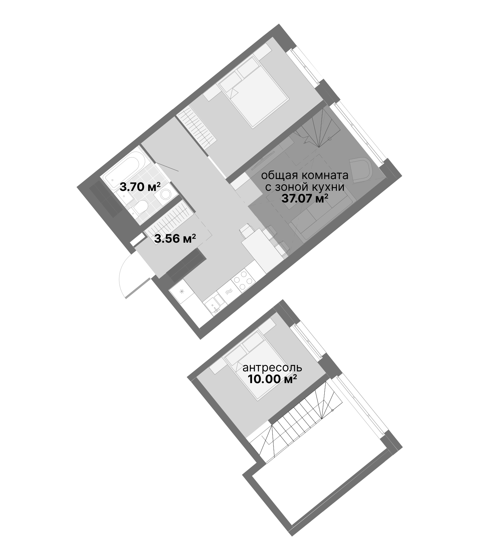 Планировка — Авангард 3.0, 1-комн., 56 м²