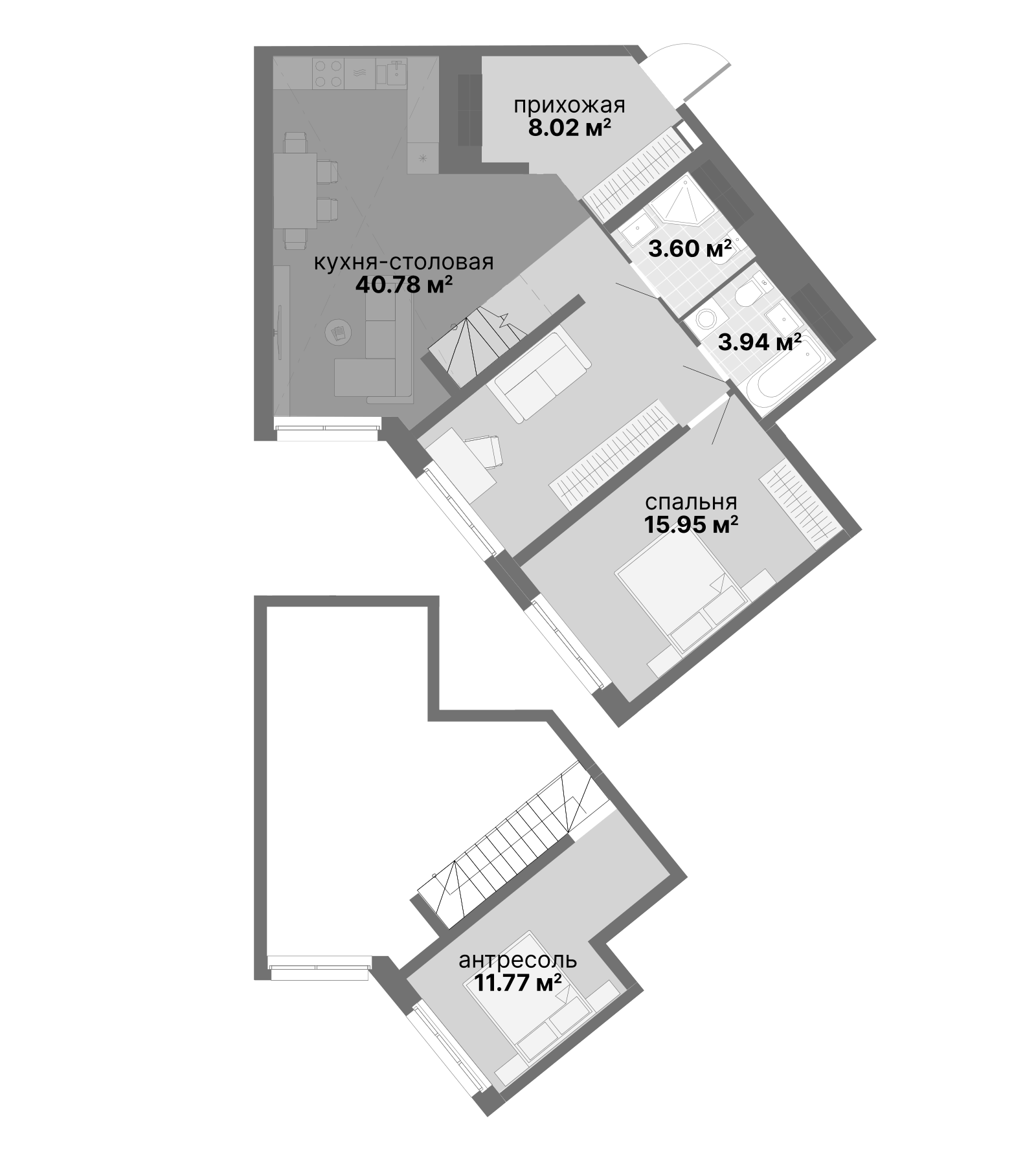 Планировка — Авангард 3.0, 1-комн., 86 м²