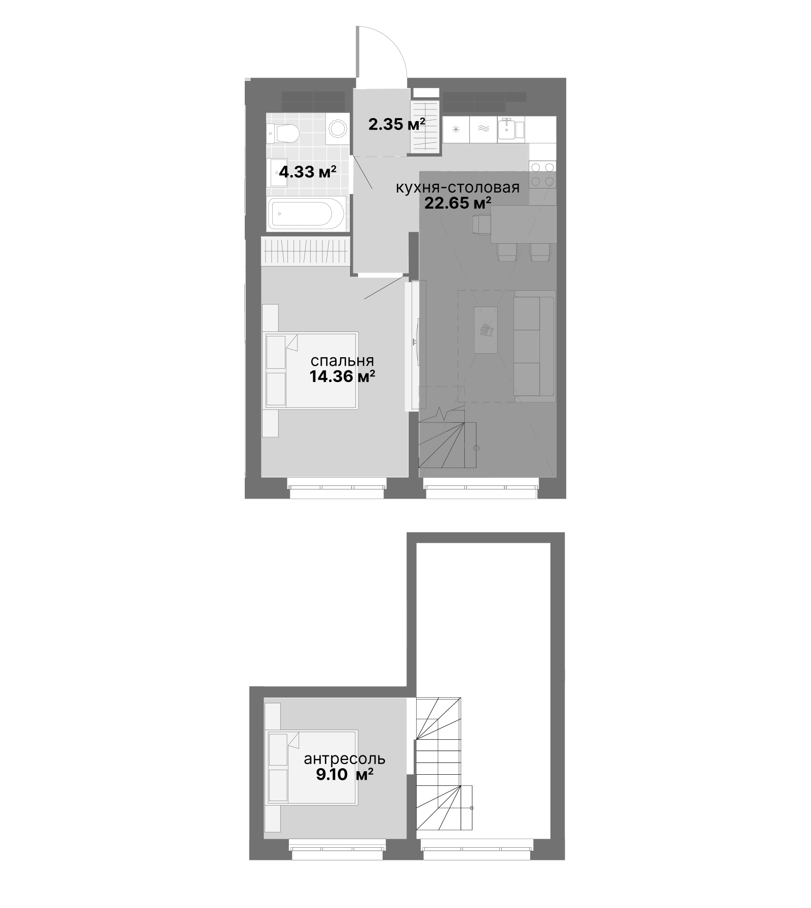 Планировка — Авангард 3.0, 1-комн., 61 м²