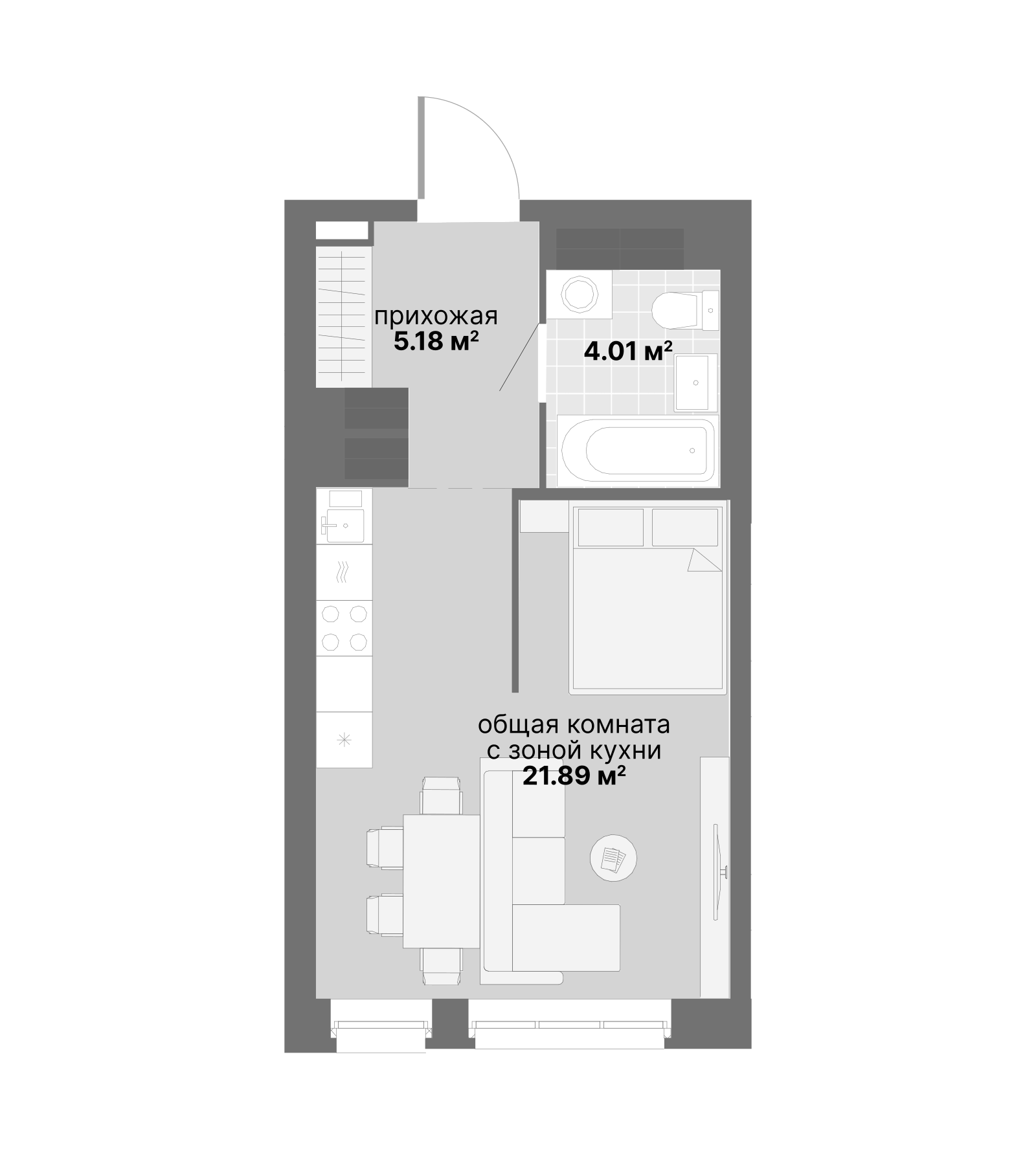 Планировка — Авангард 3.0, Студия, 32 м²