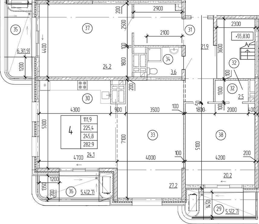 Планировка — Юсуповский, 4-комн., 263 м²