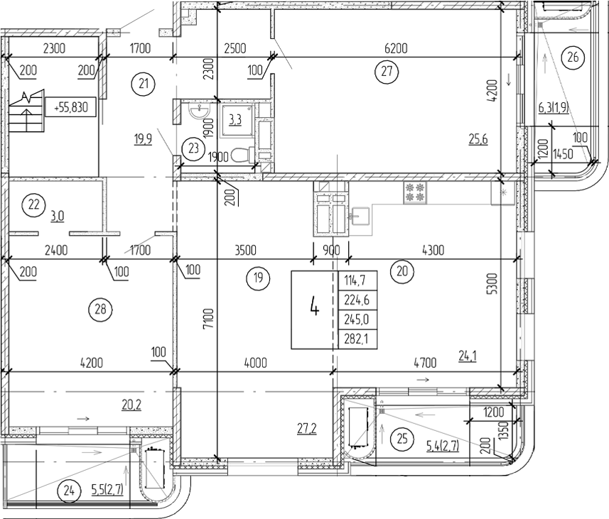 Планировка — Юсуповский, 4-комн., 262 м²