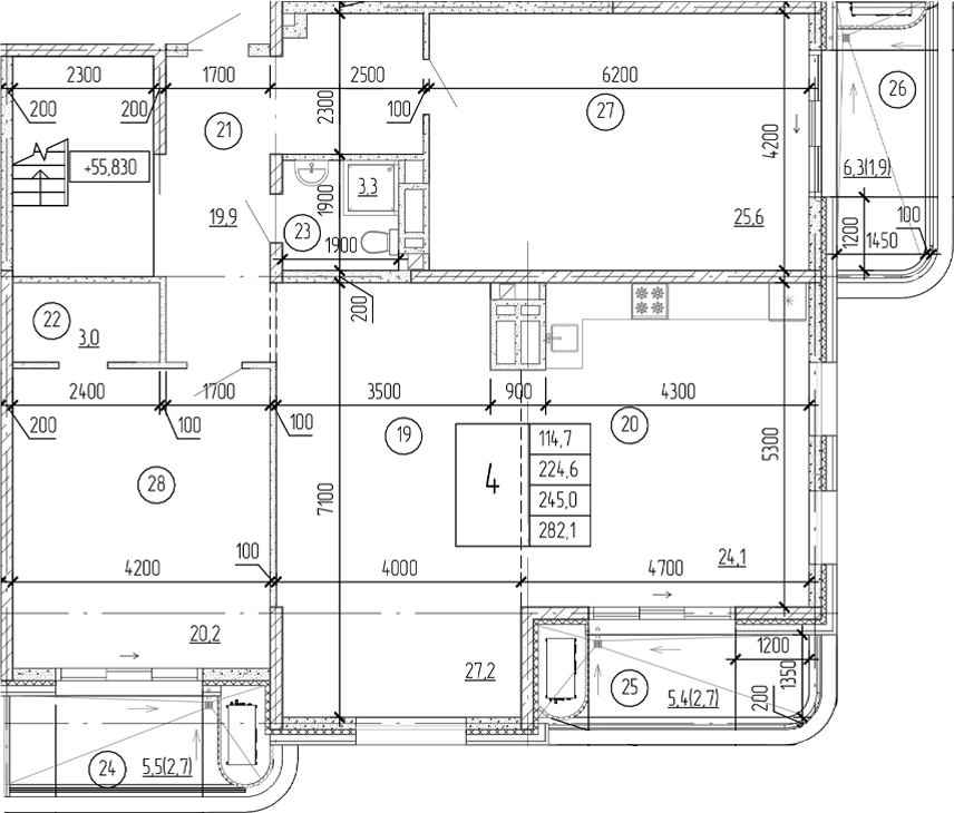 Планировка — Юсуповский, 4-комн., 262 м²