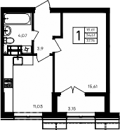 Планировка — Семисчастье, 1-комн., 35 м²