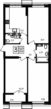 Планировка — Семисчастье, 3-комн., 79 м²