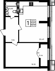 Планировка — Семисчастье, 1-комн., 55 м²