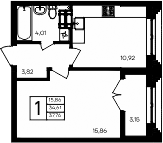 Планировка — Семисчастье, 1-комн., 35 м²