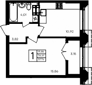 Планировка — Семисчастье, 1-комн., 35 м²