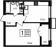 Планировка — Семисчастье, 1-комн., 35 м²