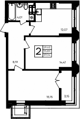 Планировка — Семисчастье, 2-комн., 54 м²