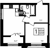 Планировка — Семисчастье, 1-комн., 40 м²