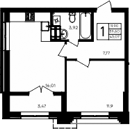 Планировка — Семисчастье, 1-комн., 40 м²