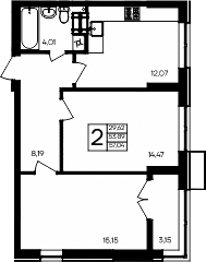 Планировка — Семисчастье, 2-комн., 54 м²
