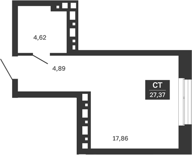 Планировка — Сибирская калина, Студия, 27 м²