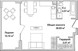Планировка — Garden, Студия, 36 м²