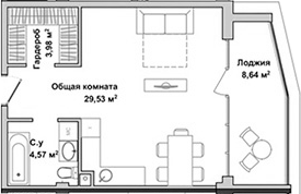 Планировка — Garden, Студия, 38 м²