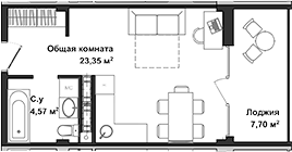 Планировка — Garden, Студия, 28 м²