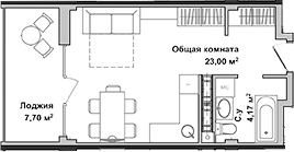 Планировка — Garden, Студия, 27 м²