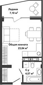 Планировка — Garden, Студия, 27 м²