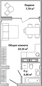 Планировка — Garden, Студия, 27 м²