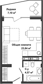 Планировка — Garden, Студия, 28 м²
