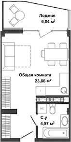 Планировка — Garden, Студия, 28 м²