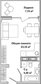 Планировка — Garden, Студия, 27 м²