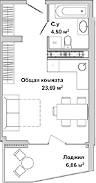 Планировка — Garden, Студия, 28 м²