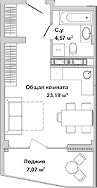 Планировка — Garden, Студия, 28 м²