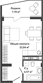 Планировка — Garden, Студия, 28 м²