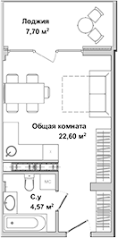 Планировка — Garden, Студия, 27 м²
