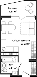 Планировка — Garden, Студия, 27 м²