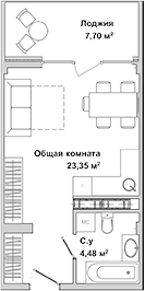 Планировка — Garden, Студия, 28 м²