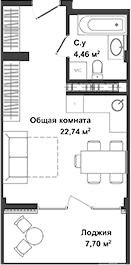 Планировка — Garden, Студия, 27 м²
