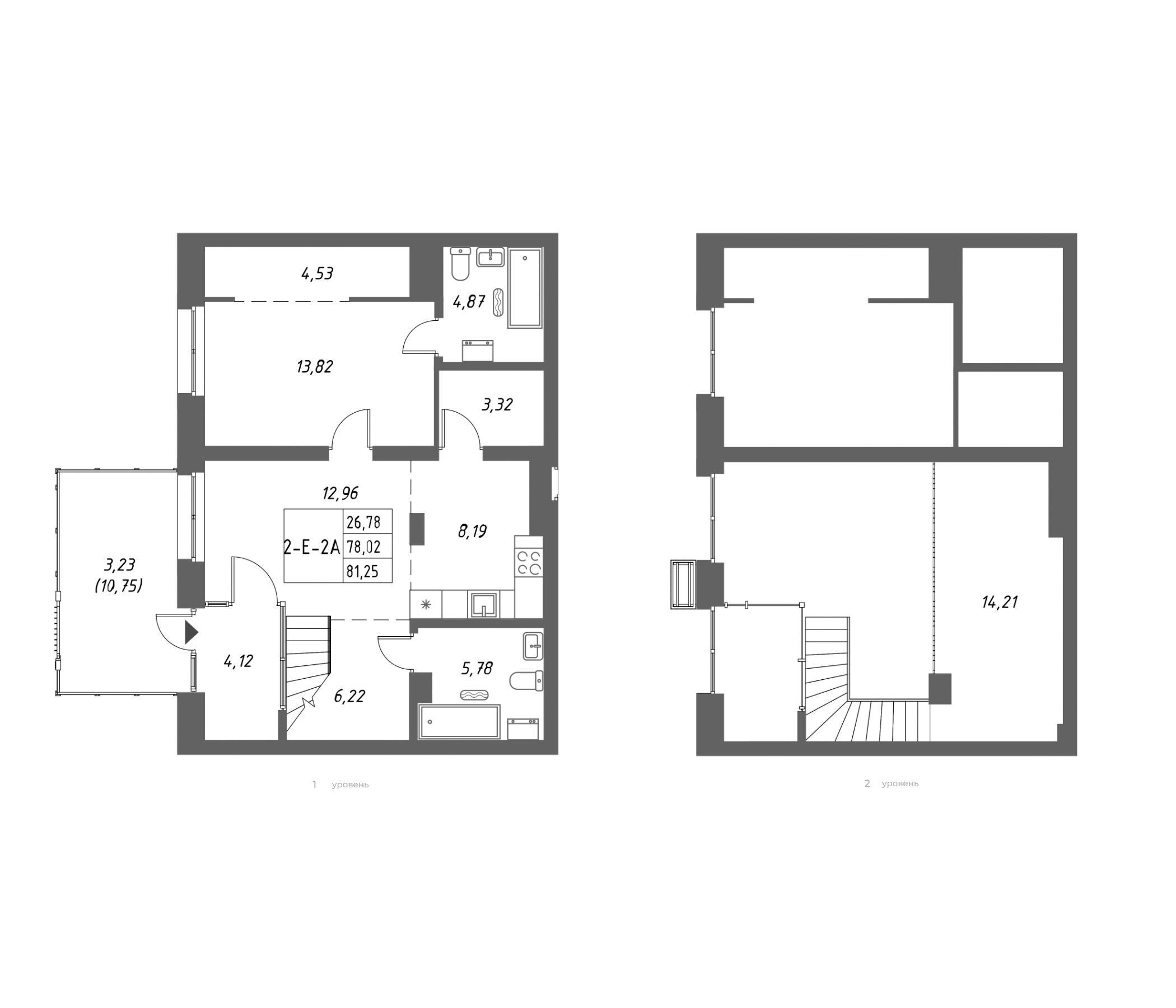 Планировка — Riverside, 2-комн., 78 м²