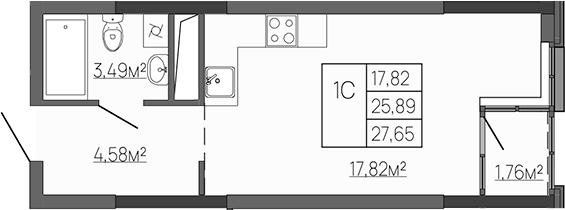 Планировка — Западный Проспект 82, Студия, 26 м²