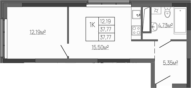 Планировка — Западный Проспект 82, 1-комн., 38 м²