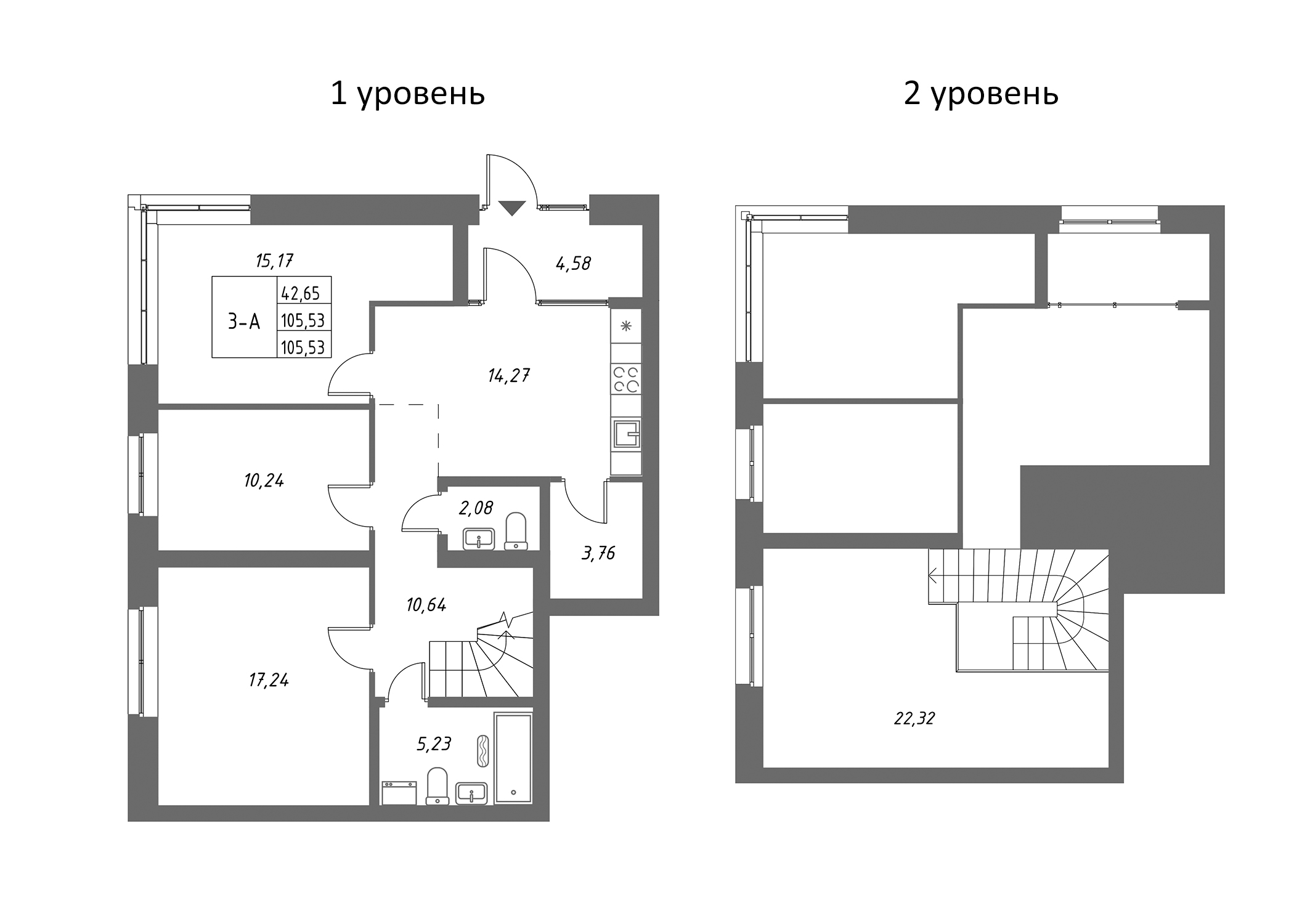 Планировка — Riverside, 3-комн., 106 м²